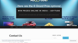 
                            5. Contact Us | Win Prizes Online In India – Adytude