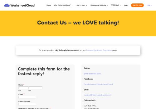 
                            11. Contact Us | WorksheetCloud