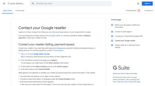 
                            5. Contact your Google reseller - G Suite Admin Help - Google Support
