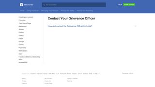 
                            9. Contact Your Grievance Officer | Facebook Help Center | Facebook