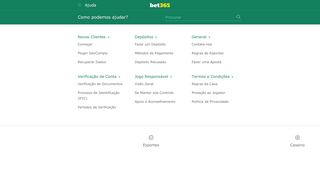 
                            8. Contacte-nos - bet365