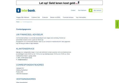 
                            9. Contactgegevens | Interbank