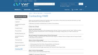 
                            13. Contacting VWR | VWR