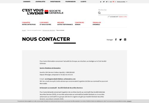 
                            3. Contacts actionnaires - Groupe Société Générale