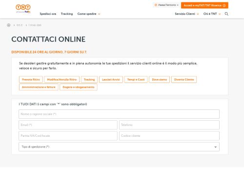 
                            9. Contattaci online - Tnt