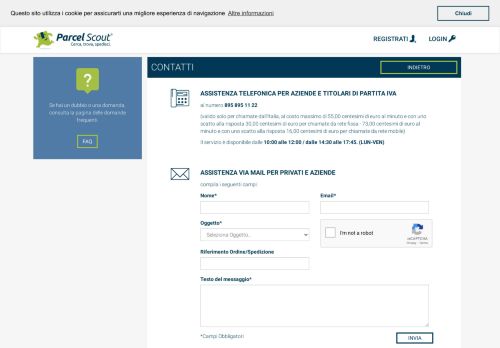 
                            3. Contatti - Confronta su ParcelScout le tariffe dei corrieri per spedire ...