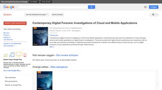 
                            8. Contemporary Digital Forensic Investigations of Cloud and Mobile ... - Resultaten voor Zoeken naar boeken met Google