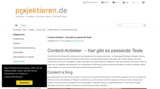 
                            8. Content-Anbieter: hier gibt es passende Texte - projektieren.de