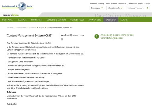 
                            3. Content Management System (CMS) • campus.leben • Freie ...