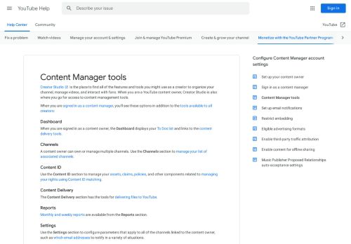 
                            2. Content Manager tools - YouTube Help - Google Support