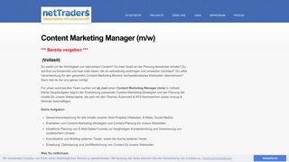 
                            5. Content Marketing Manager (m/w) › netTraders GmbH