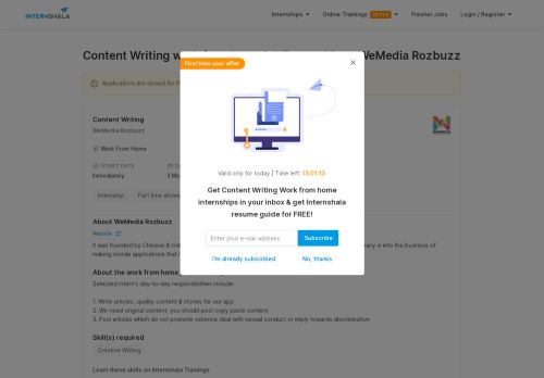 
                            9. Content Writing work from home job/internship at WeMedia Rozbuzz ...