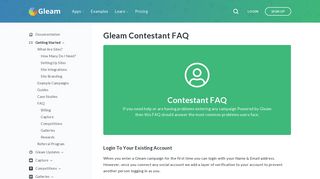 
                            9. Contestant FAQ - Gleam Documentation