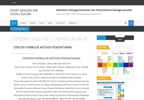 
                            6. CONTOH FORMULIR AKTIFASI PENDAFTARAN | sehat dengan air ...