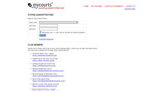 
                            8. contol panel login for System Administrators - MyCourts