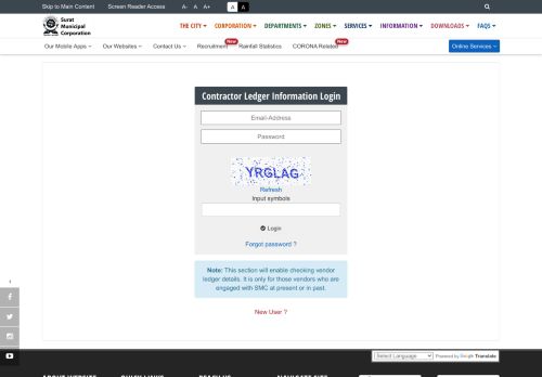 
                            12. Contractor Ledger Information - Login - Surat Municipal Corporation