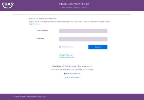 
                            6. Contractor Portal Login | CHAS