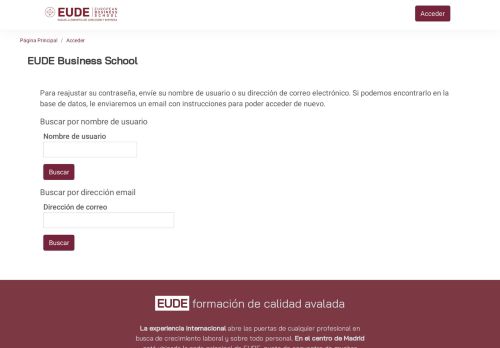 
                            1. Contraseña olvidada - EUDE Business School