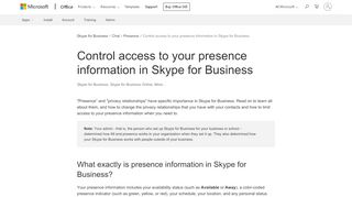 
                            9. Control access to your presence information in Skype for Business ...