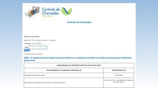 
                            1. Controle de Chamadas - UFVJM