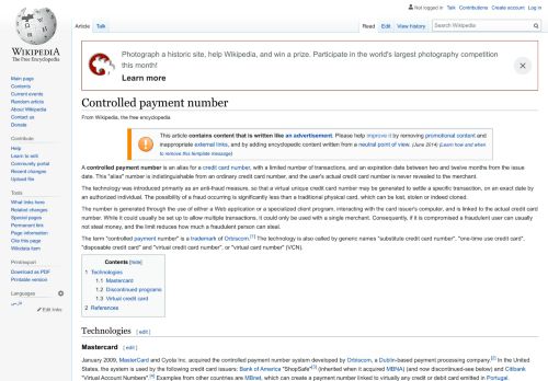 
                            7. Controlled payment number - Wikipedia