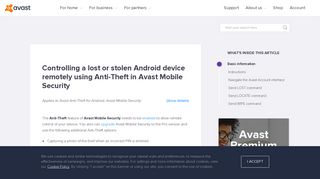 
                            2. Controlling a lost or stolen Android device remotely ... - Avast Support