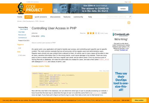 
                            11. Controlling User Access in PHP - CodeProject