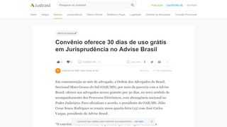 
                            7. Convênio oferece 30 dias de uso grátis em Jurisprudência no Advise ...