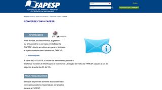
                            11. Converse com a FAPESP
