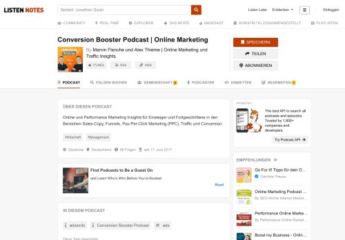 
                            7. Conversion Booster Podcast | Online Marketing - Marvin Flenche und ...