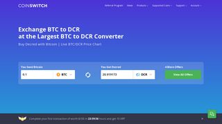 
                            9. Convert BTC to DCR | 1 BTC = 230.72 DCR | Bitcoin to Decred ...