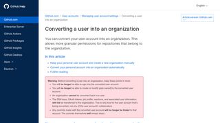 
                            4. Converting a user into an organization - GitHub Help