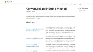 
                            13. Convert.ToBase64String Method (System) | Microsoft Docs