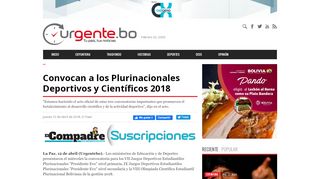 
                            11. Convocan a los Plurinacionales Deportivos y Científicos 2018 ...