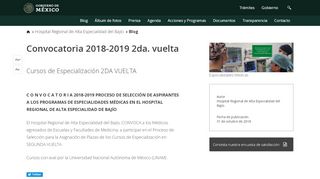 
                            9. Convocatoria 2018-2019 2da. vuelta | Hospital Regional de Alta ...