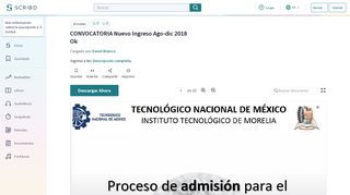 
                            12. CONVOCATORIA Nuevo Ingreso Ago-dic 2018 Ok - Scribd