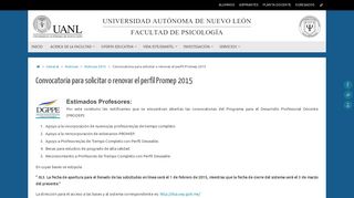 
                            7. Convocatoria para solicitar o renovar el perfil Promep 2015 | Facultad ...