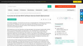 
                            13. Convotis AG hat die KEOS Software Service GmbH ... - PresseBox