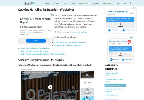 
                            8. Cookies Handling in Selenium WebDriver - Guru99