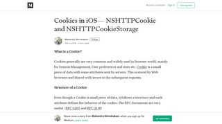 
                            10. Cookies in iOS— NSHTTPCookie and NSHTTPCookieStorage - Medium