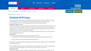 
                            8. Cookies & Privacy - NHS Professionals |