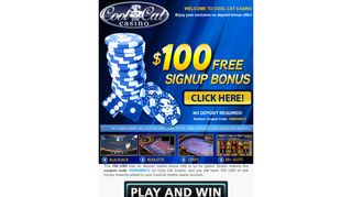 
                            7. Cool Cat Mobile Casino - $50 Free No Deposit Bonus