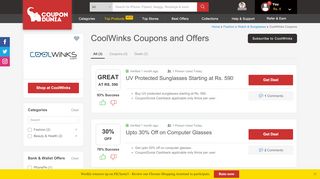 
                            3. Coolwink Offers: Extra 10% OFF + Flat ₹400 CD Cashback Feb 2019