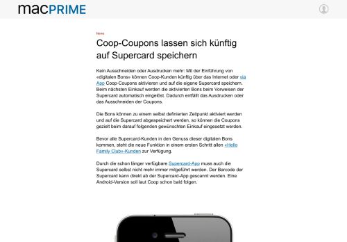 
                            12. Coop-Coupons lassen sich künftig auf Supercard speichern - MacPrime