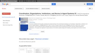 
                            10. Coordination, Organizations, Institutions, and Norms in Agent ...