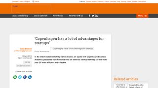 
                            10. 'Copenhagen has a lot of advantages for startups' - The Local