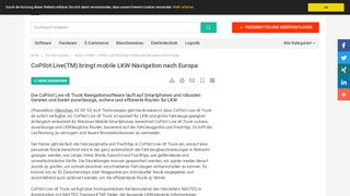 
                            11. CoPilot Live(TM) bringt mobile LKW-Navigation nach Europa - ALK ...