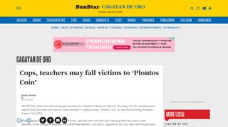 
                            11. Cops, teachers may fall victims to 'Ploutos Coin' - SUNSTAR