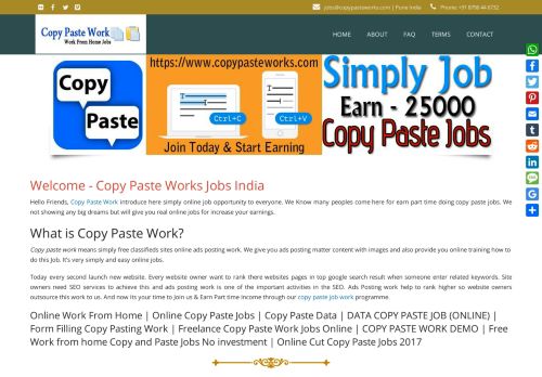 
                            5. Copy Paste Work - Online Copy Paste Jobs (Trial Plan) Earn-25,000 pm