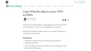 
                            13. Copy S3 bucket objects across AWS accounts – Tensult Blogs – Medium